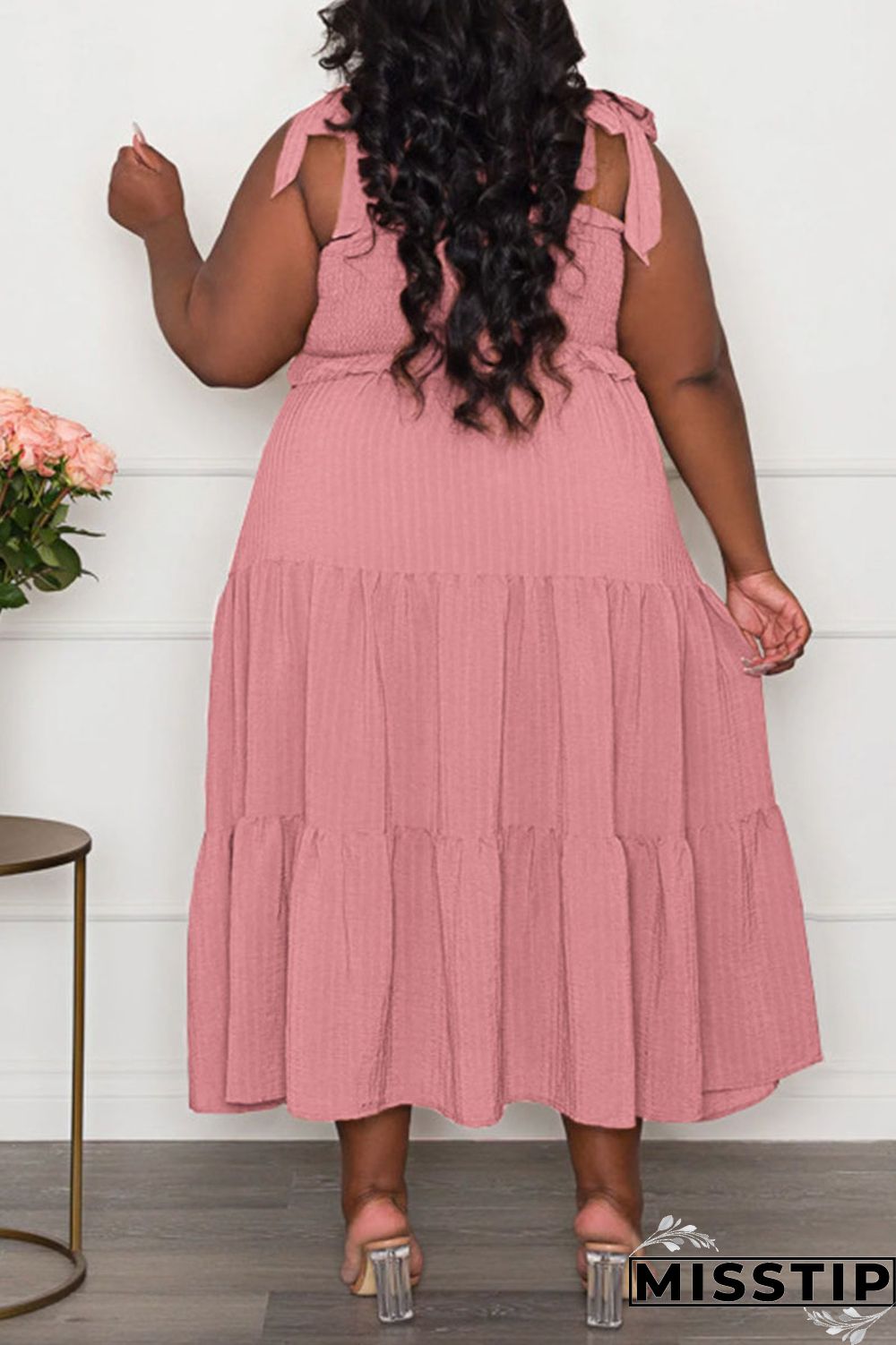 Black Casual Sweet Solid Bandage Patchwork Fold Spaghetti Strap Sling Dress Plus Size Dresses