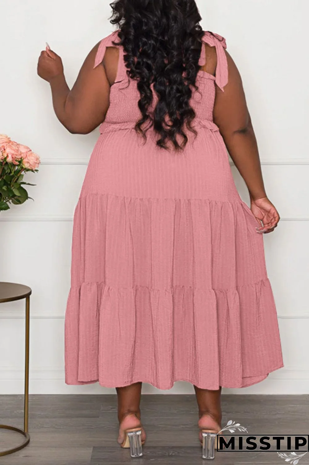 Black Casual Sweet Solid Bandage Patchwork Fold Spaghetti Strap Sling Dress Plus Size Dresses