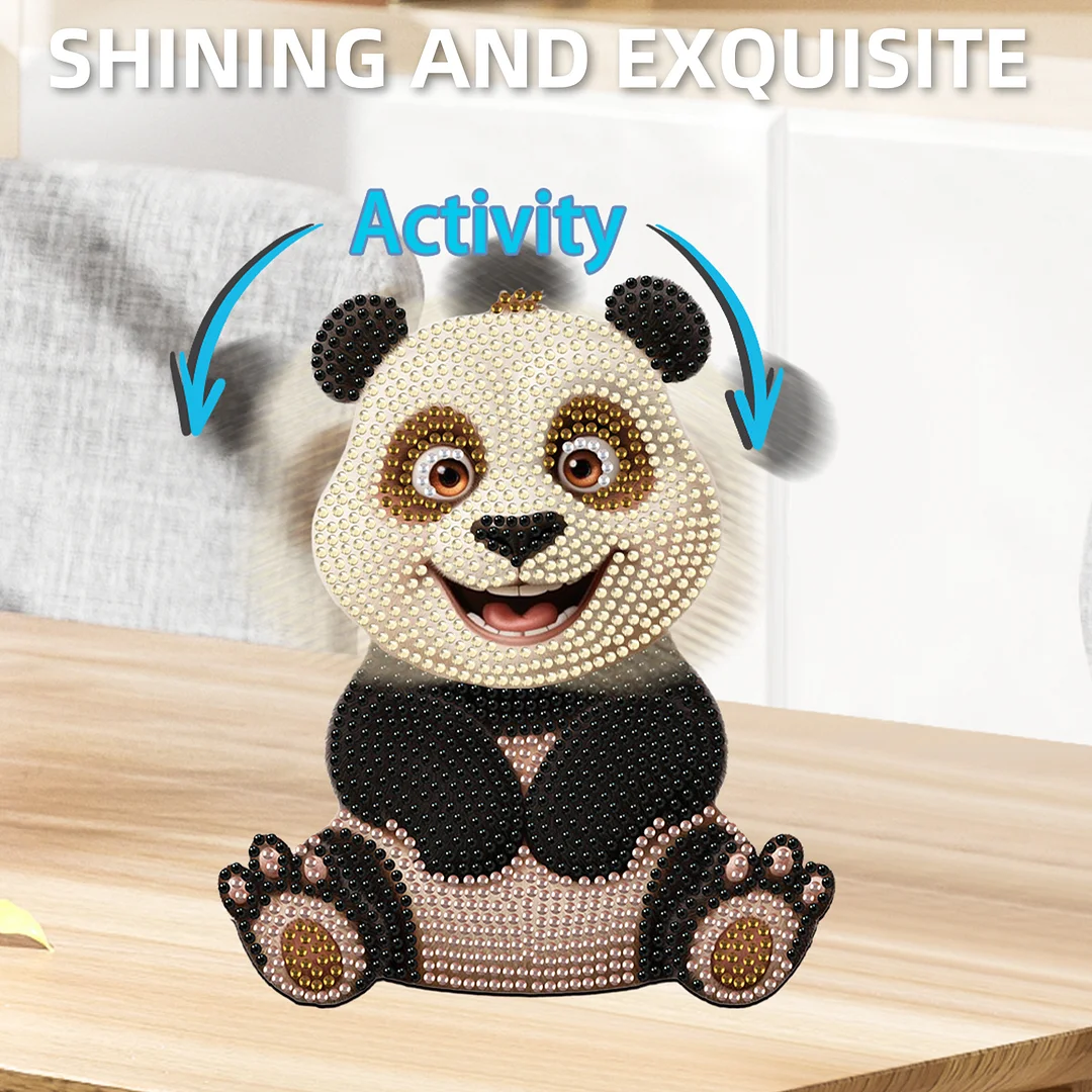 Acrylic Shaking Head Desktop Diamond Art Kits for Adults Beginner (Panda)