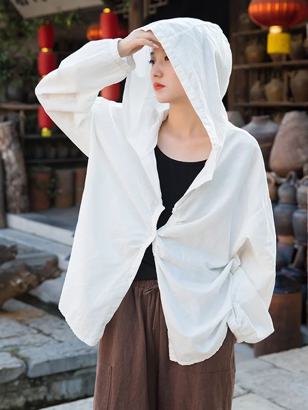 Stylish Selection Roomy Pure Color Hooded Outerwear