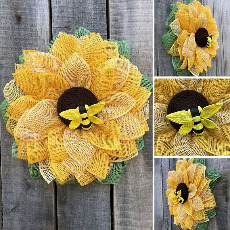 Bee Sunflower Wreath