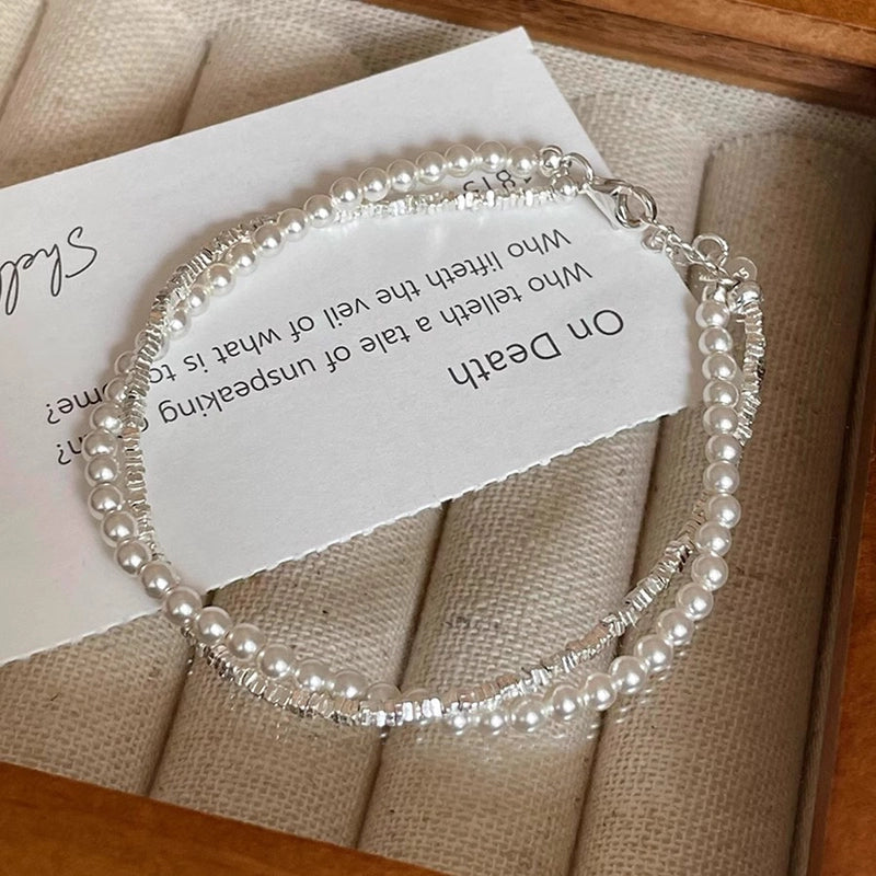 Korean-style Niche Heavy Industry Pearl Silver Beaded Bracelet Women’s Light Luxury Niche Exquisite Bracelet Trendy Bracelet For Girlfriends