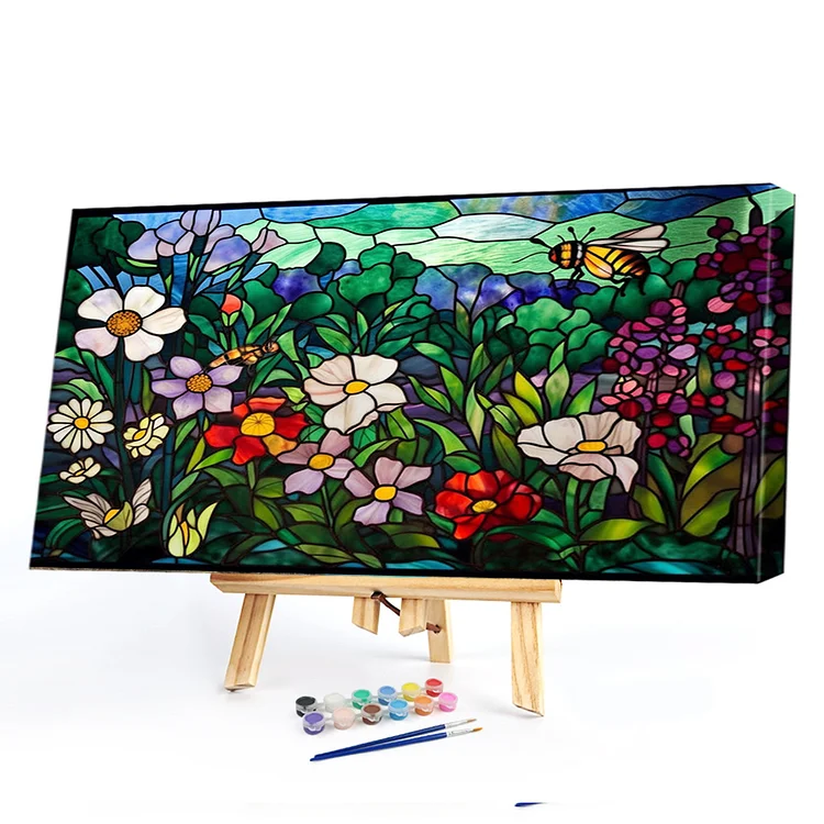 Oil Paint By Numbers - Glass Painting Daisy - 60*40CM