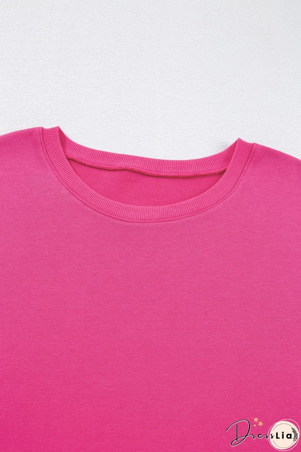 Rose Red Plus Size Printed Patchwork Sleeve Split Sweatshirt