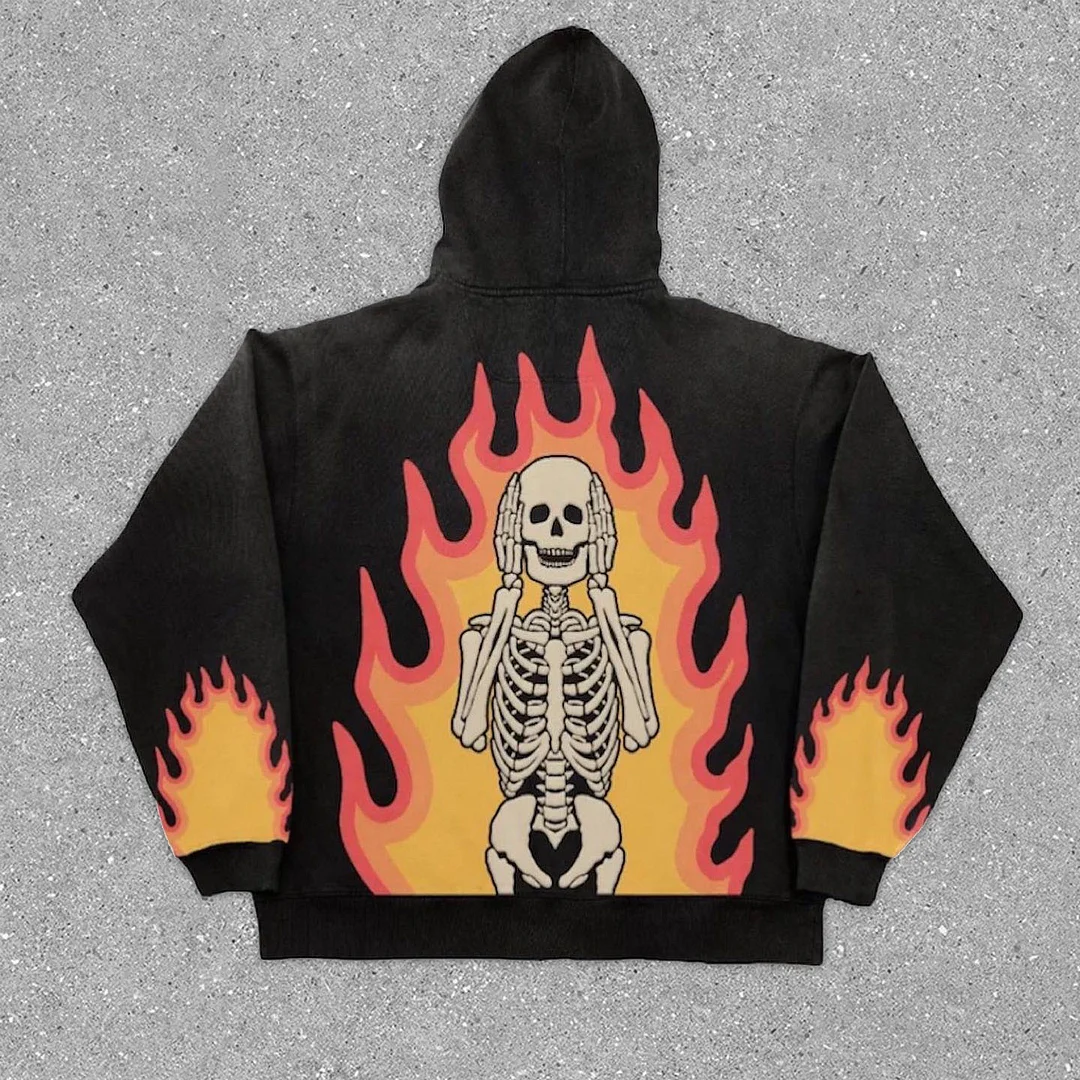 Sleek Skull Print Hoodie