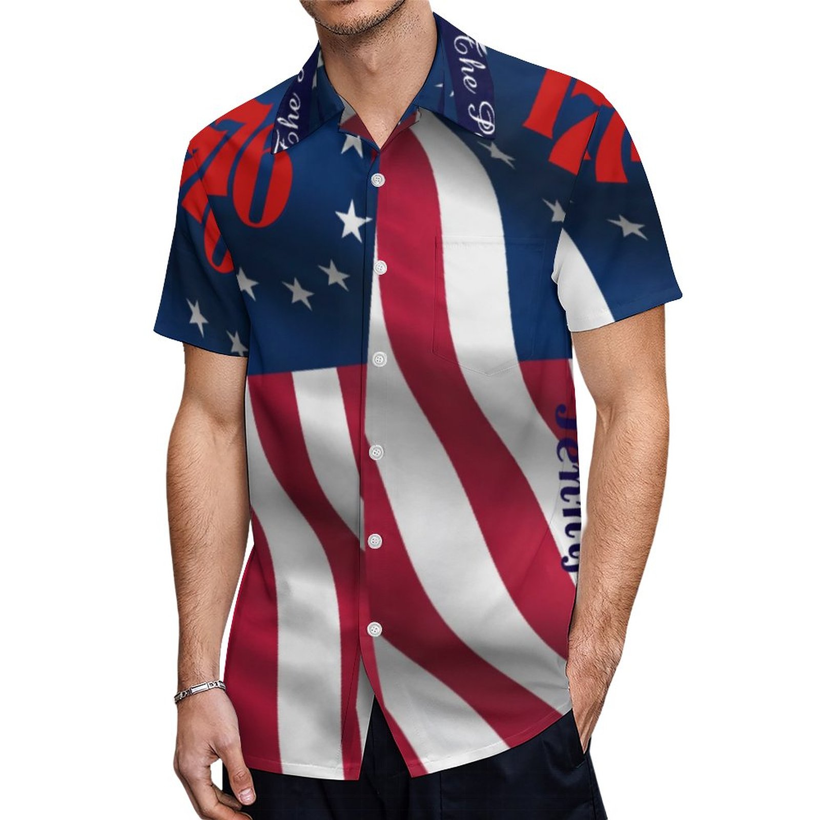 4Th July American Flag Your Name Parade Hawaiian Shirt Mens Button Down Plus Size Tropical Hawaii Beach Shirts