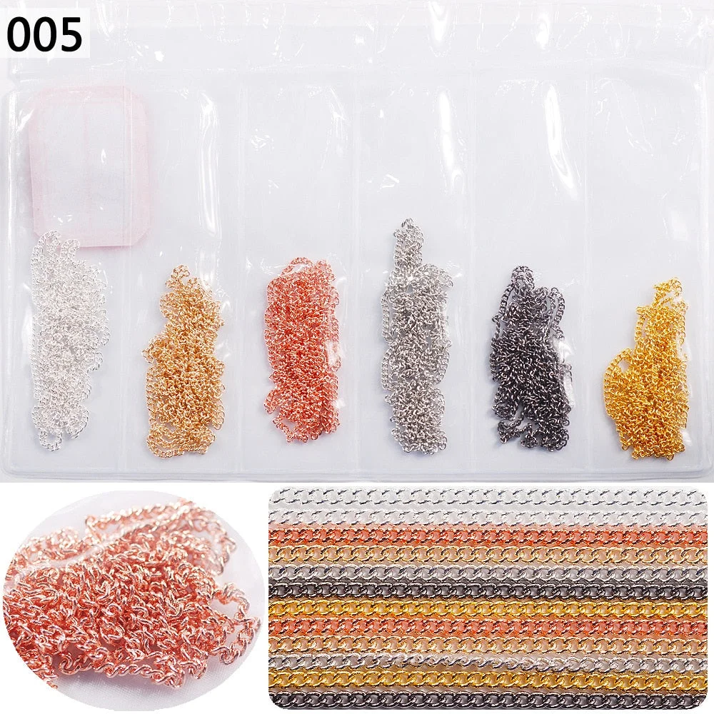 50cm / Six / Bag New Color Mixed Fashion Nail Art Creative Decoration Chain DIY Nail Art Creation Accessories 3d Charms