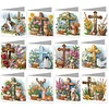 12PCS Diamond Painting Easter Cross Greeting Card Kit for Birthdays Thanksgiving & Special Occasion