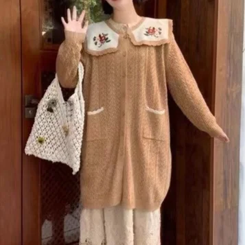 Chicfifth Sweater Women Winter Long Sleeve High Quality Autumn Vintage Top Knitted Cardigan