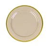 10 Pack | 10" Regal Taupe and Gold Round Plastic Dinner Plates