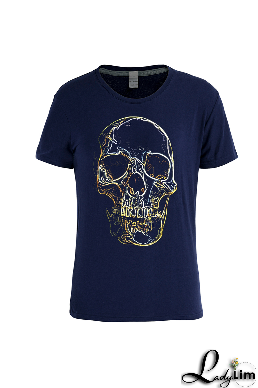 Orange Fashion Vintage Print Patchwork O Neck T-Shirts