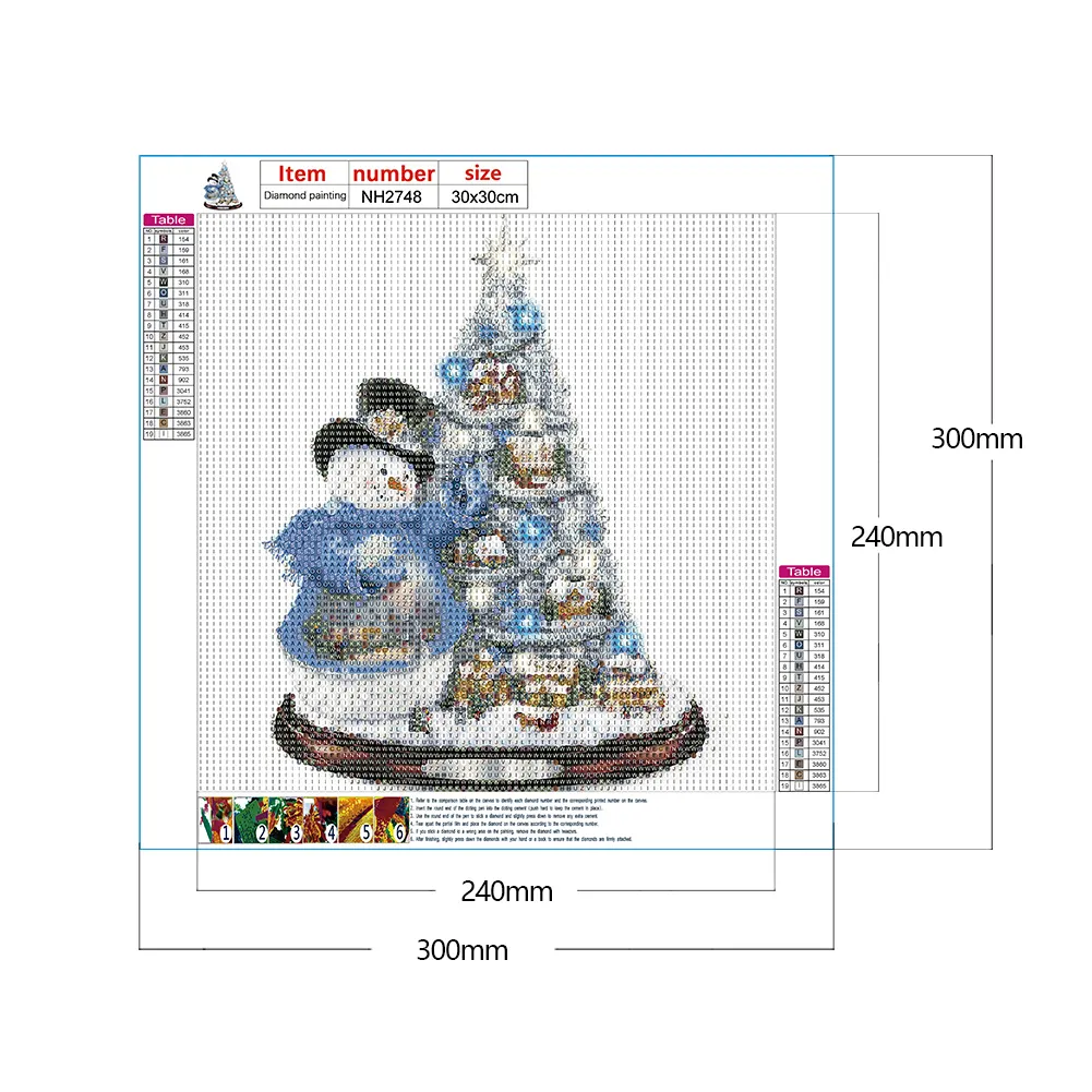 Full Round Diamond Painting 30*30cm - Christmas Snowman