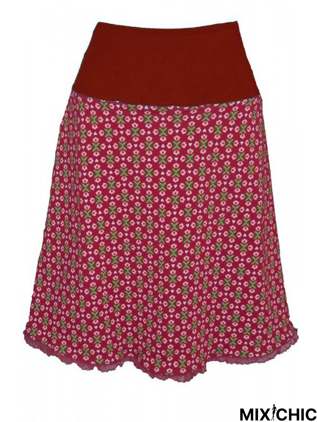 Multicolor Paneled Geometric Casual Skirt