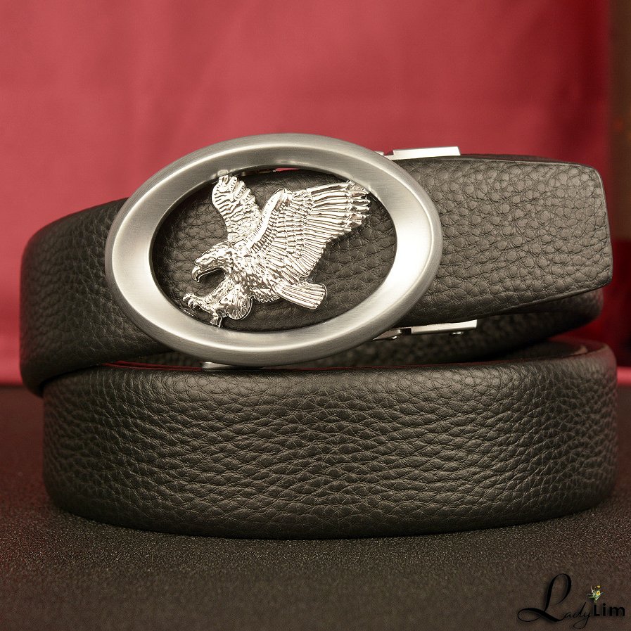 New eagle wings men's automatic buckle belt head layer leather belt business leisure belt men's belt