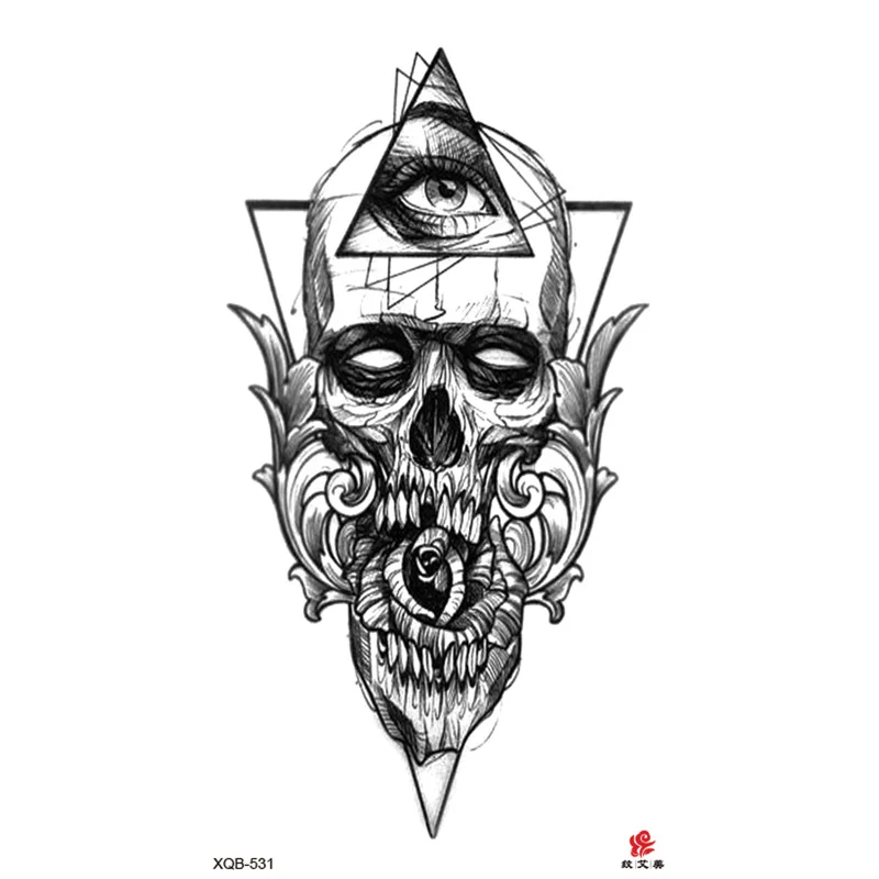 Sdrawing Full Arm Waterproof Tattoo Sticker Totem Animal Skeleton Small Arm Tattoo Sticker