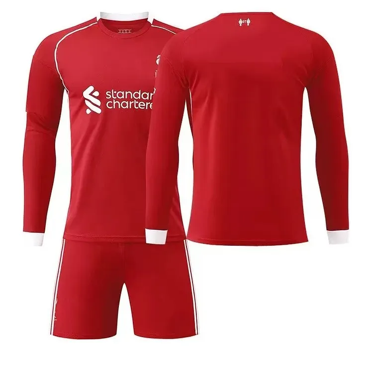 25-26 Liverpool children's long-sleeved football jerseys, 1:1 replica, Thai quality.