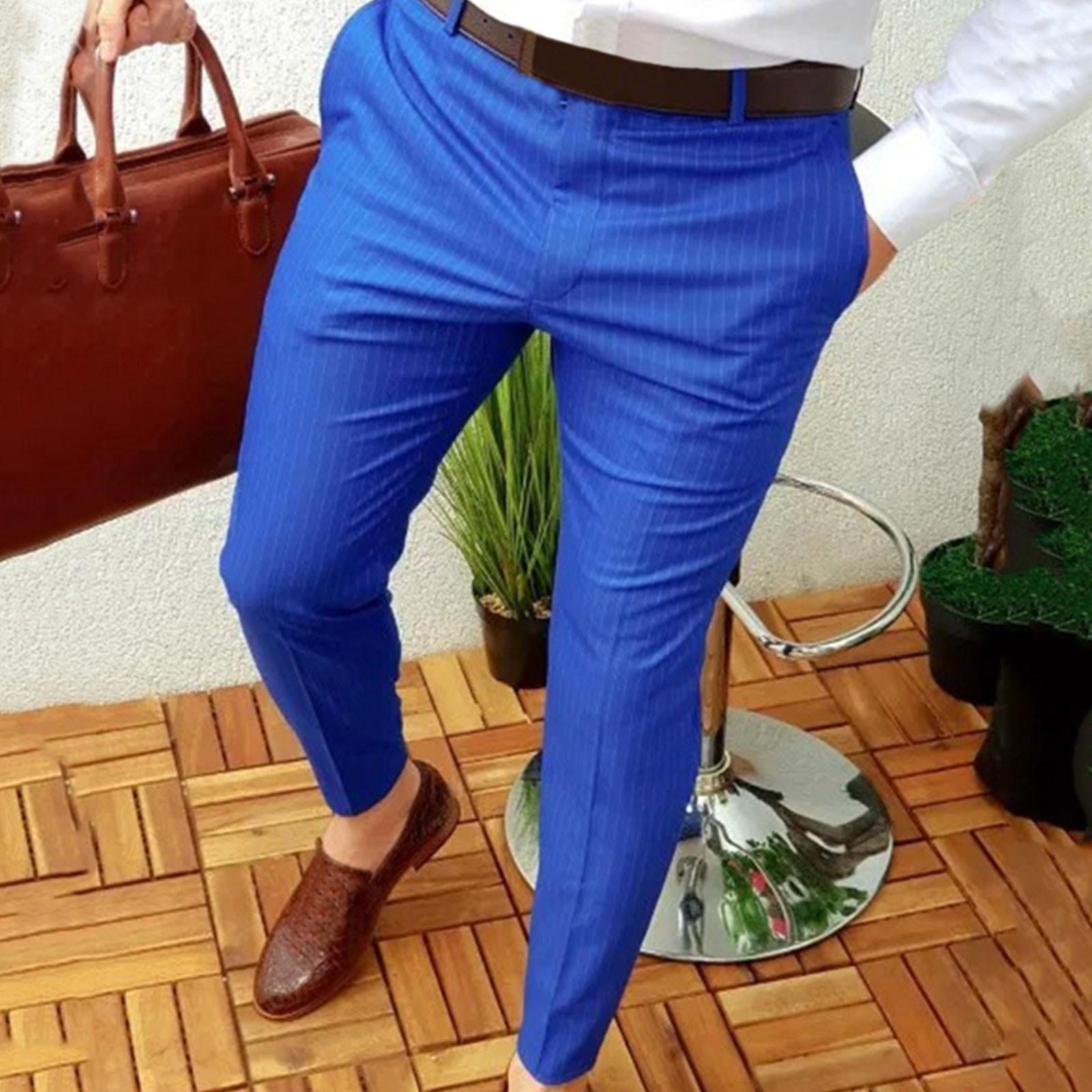 Men's Fashion Elastic Slim Fit Plaid Business Golf Pants