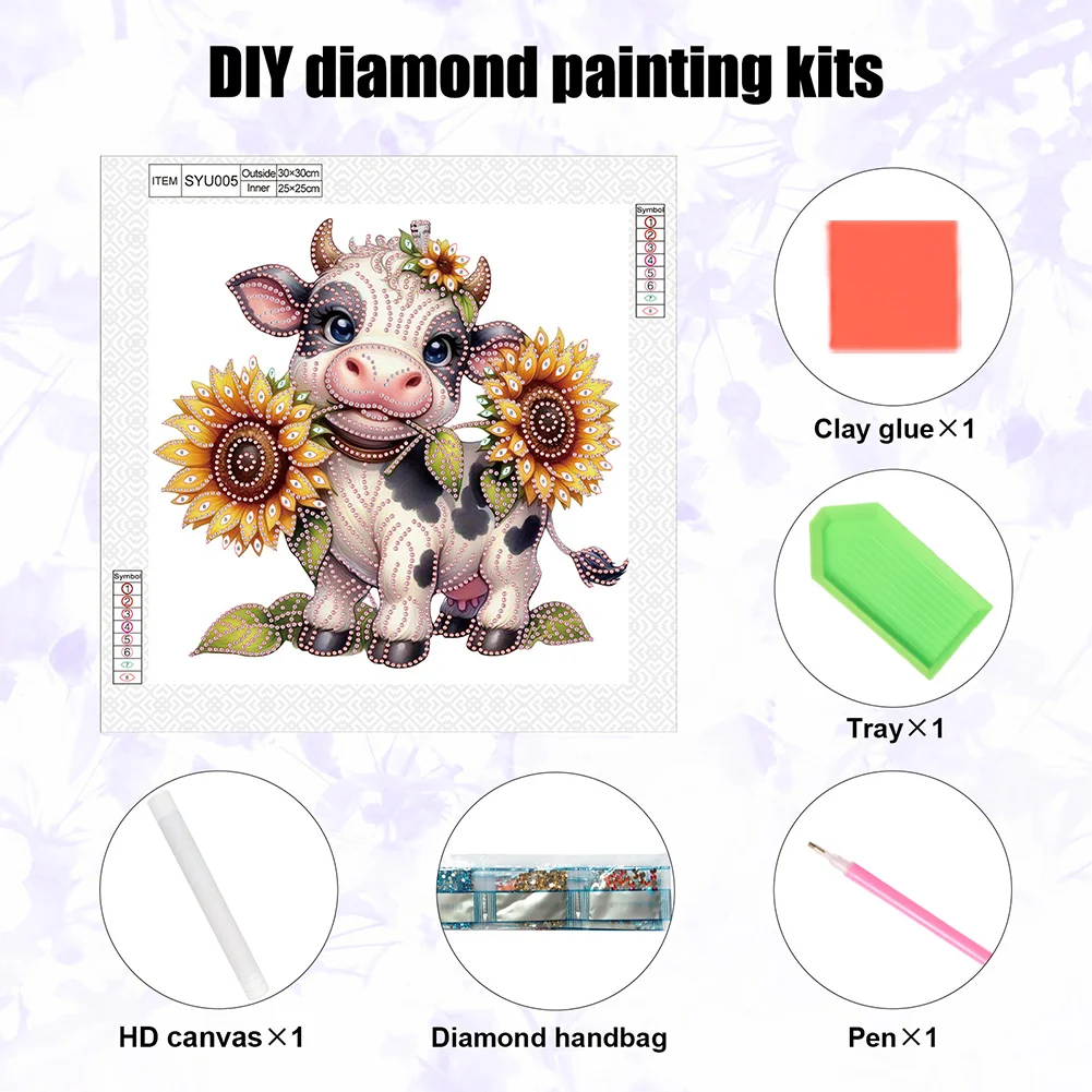 Diamond Painting - Partial Special Shaped Drill - Flower Cow(Canvas|30*30cm)