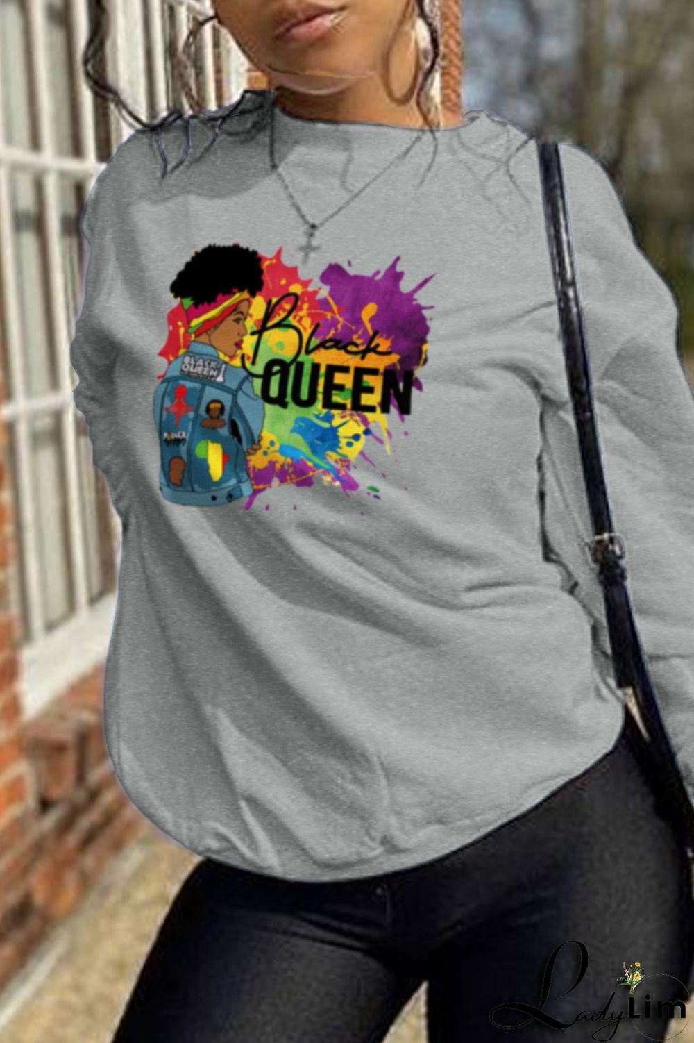 Yellow Fashion Street Character Split Joint Letter O Neck Tops