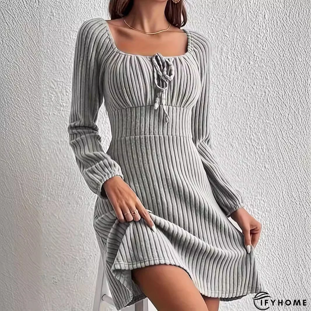 Casual Buttoned V Neck tunic Dress | IFYHOME