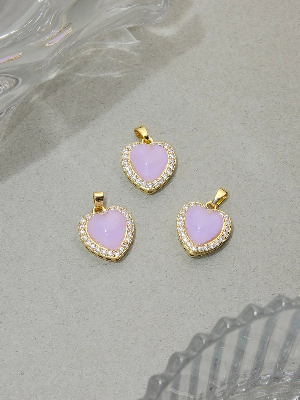 1 PCS/Package Synthetic Resin Copper Resin Zircon 18K Gold Plated Heart Shape Jewelry Accessories Pendant