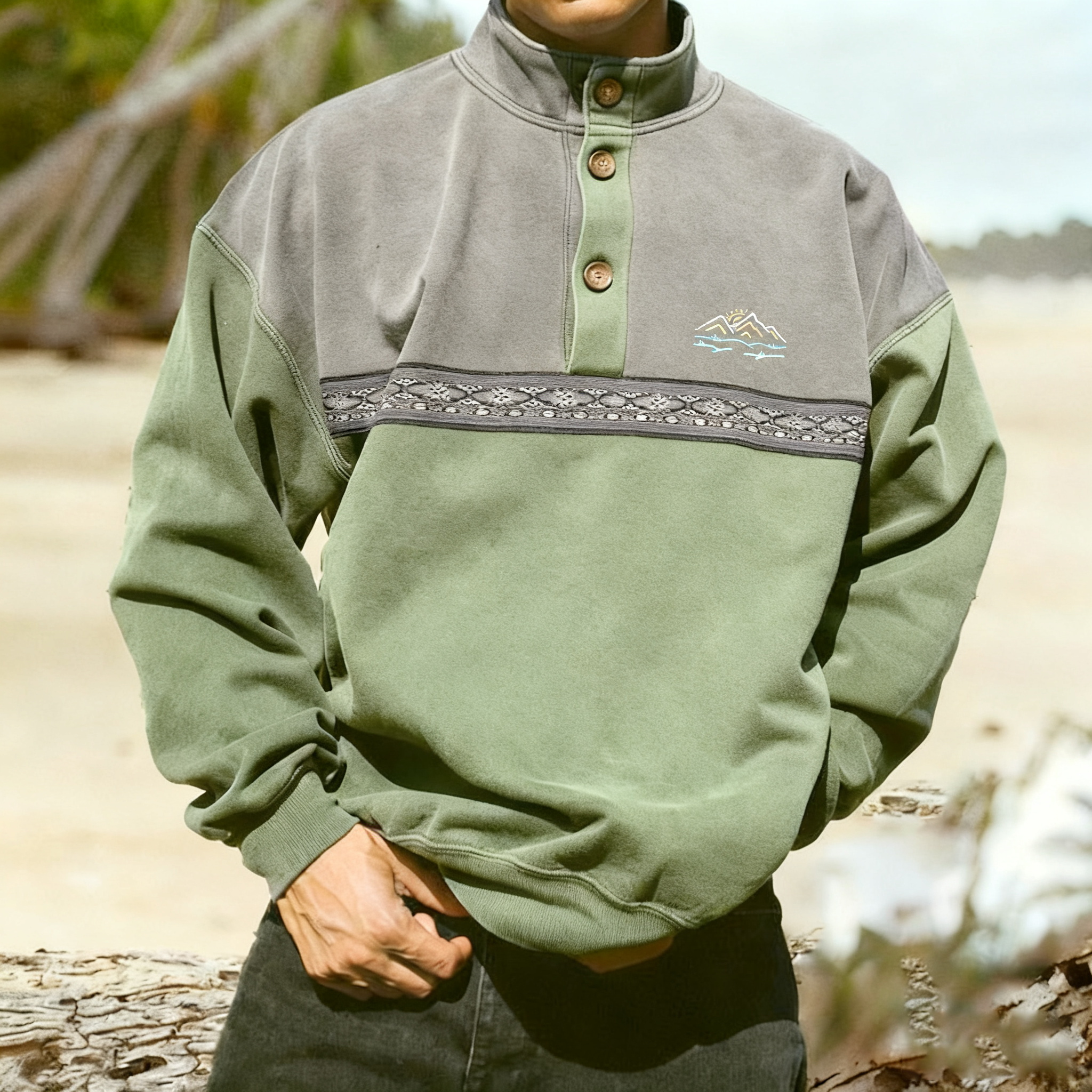 Tie-Dye Mountain Sunset Sweatshirt - Perfect for Outdoor Adventures