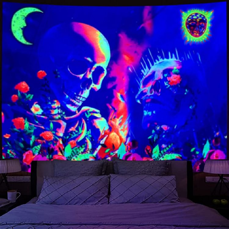 Fluorescent Tapestry Skeleton Love Wall Hanging Luminous Living Room Decor