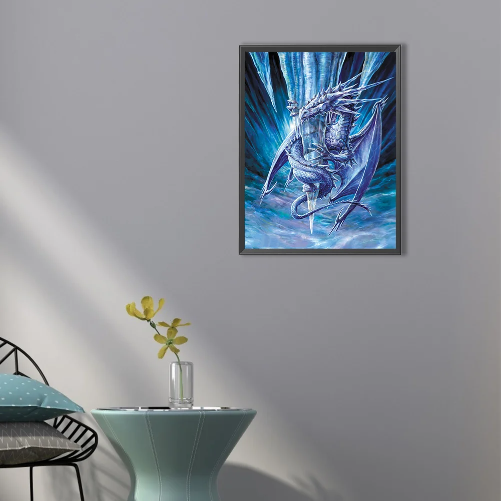 Dragon On Ice 40*55CM (Canvas) AB Round Drill Diamond Painting