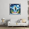 Owl On Gemstone Under Moonlit Night-Full Embroidery 3 Strands 11CT Stamped Cross Stitch-40*40CM