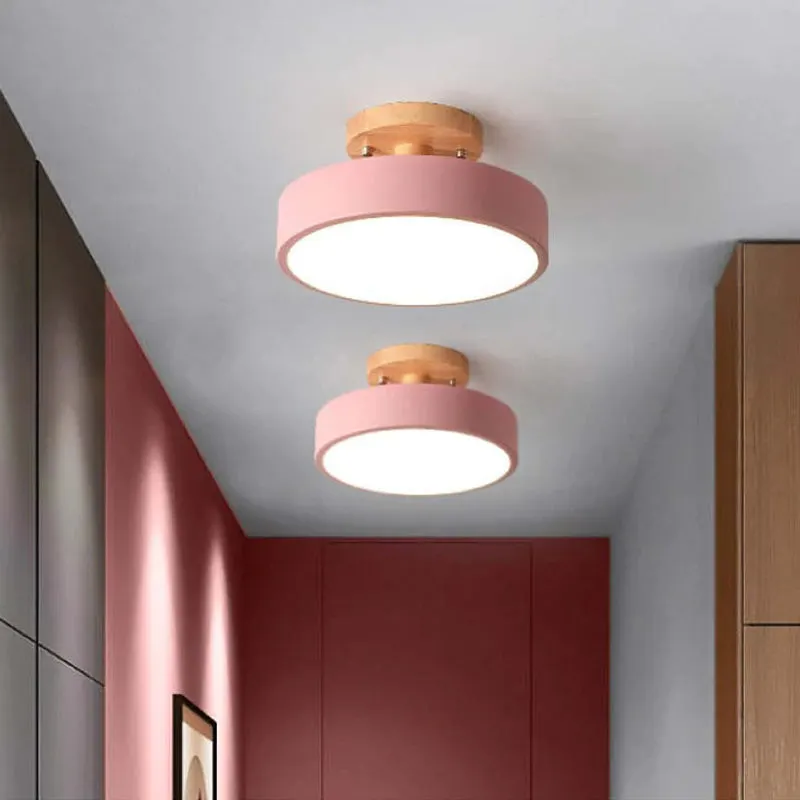 Quinn Round LED Flush Mount Ceiling Light Modern Wood/Acrylic