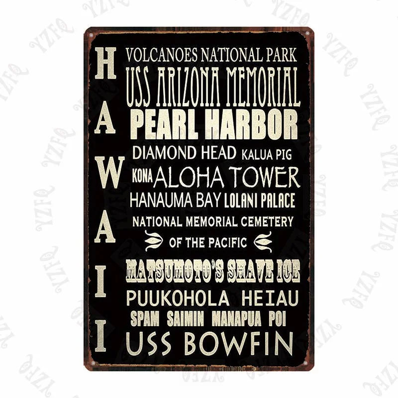 Athvotar Vintage Poster Surfing Beach Metal Sign Travel Souvenir Retro Wall Bar Art Home Cinema Decor Cuadros DU-5391A