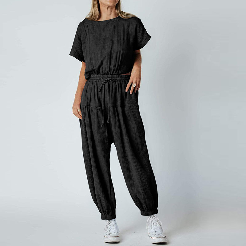 Pleated Loose Button Slit Jumpsuit-coollova:luchamp