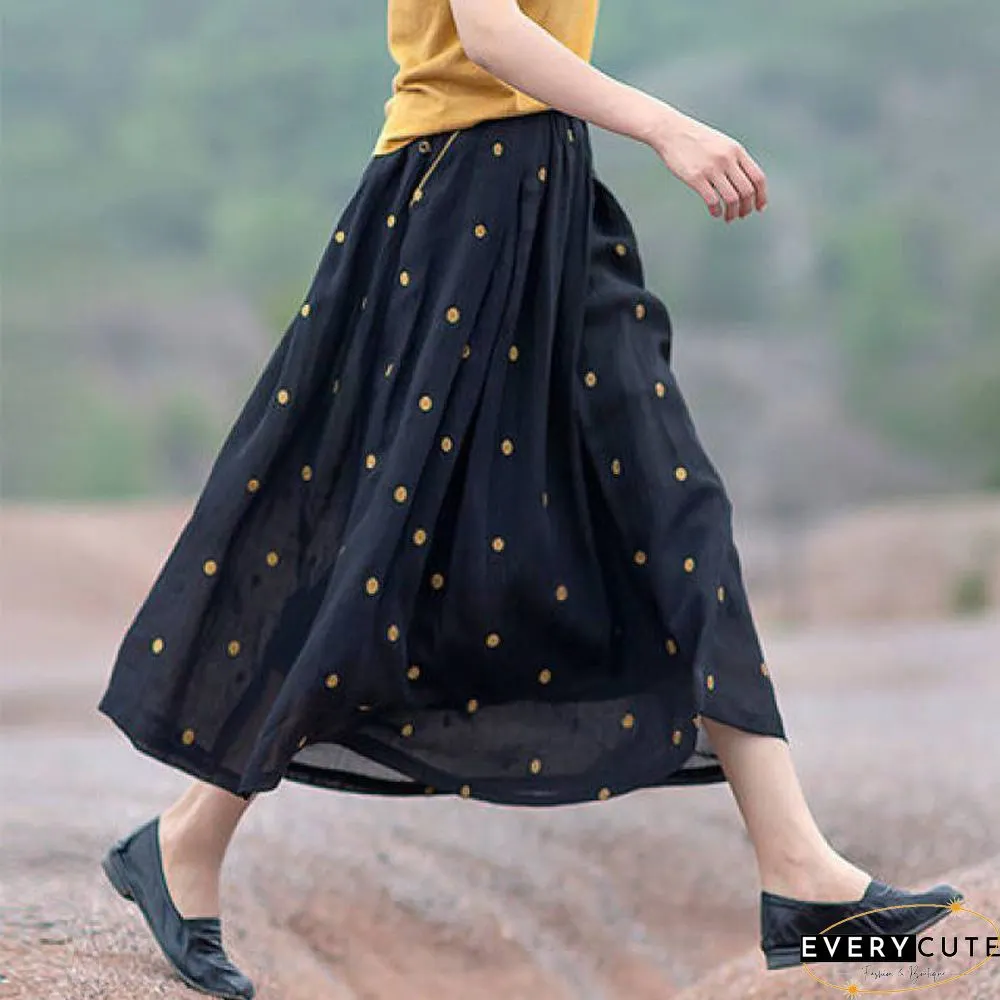 Literary Retro Cotton and Linen Double Skirt
