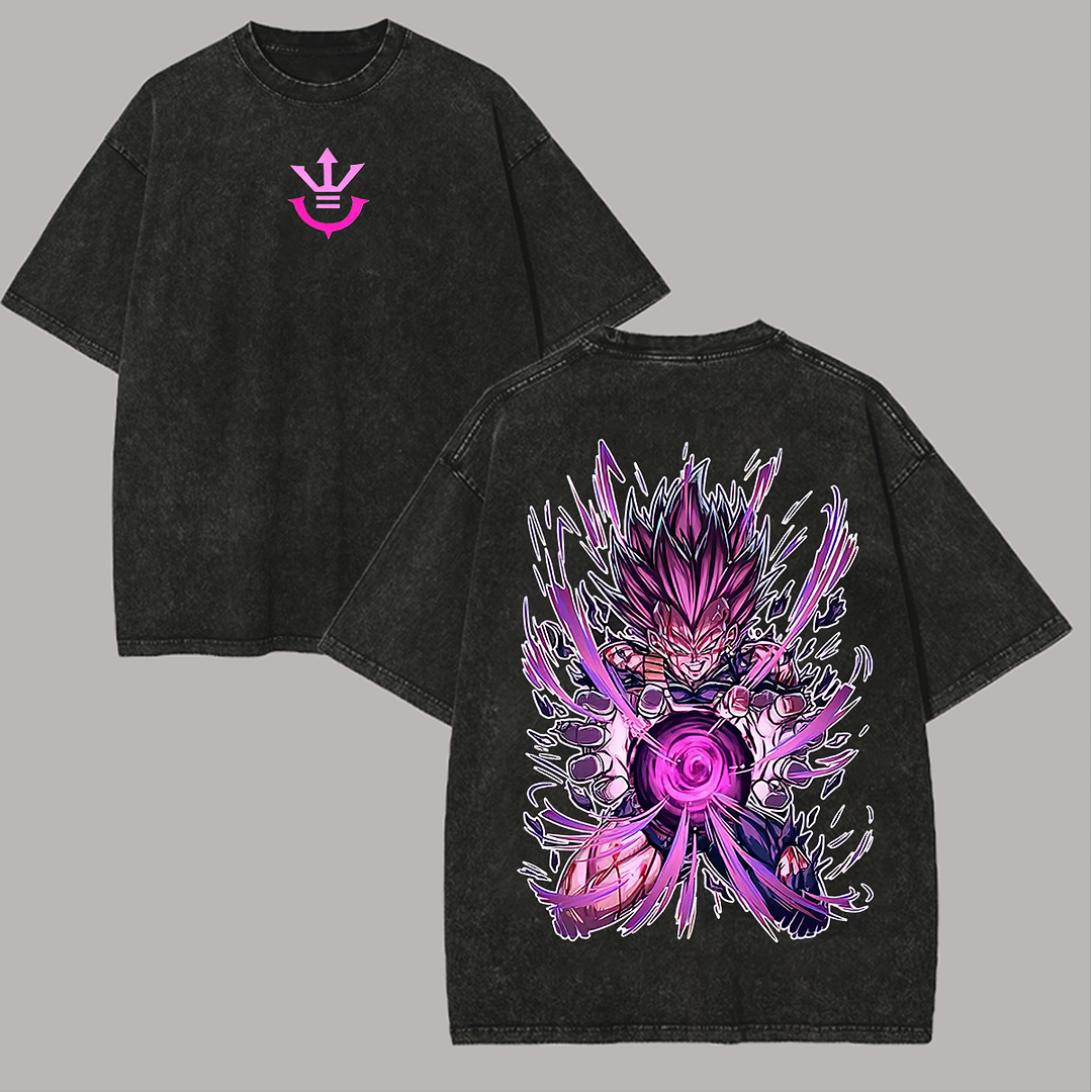 Dragon Ball Vegeta Printed Unisex Washed T-Shirt