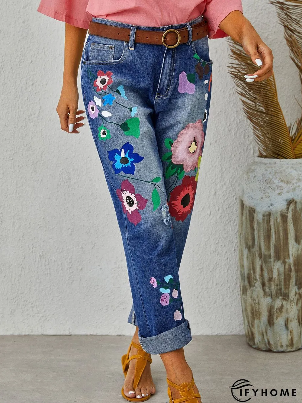 All Season Denim Floral Casual Jeans | IFYHOME