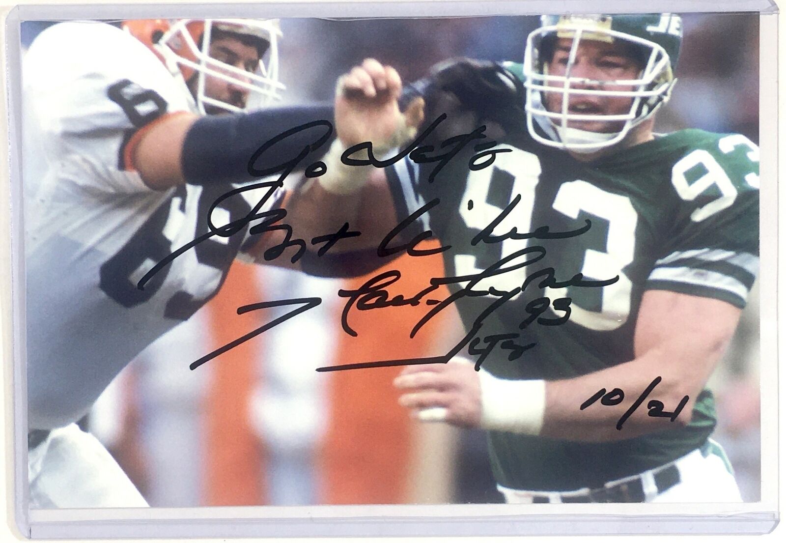 Marty Lyons Signed 4x6 Photo Poster painting New York Jets Alabama Crimson Tide Roll NYJ Auto