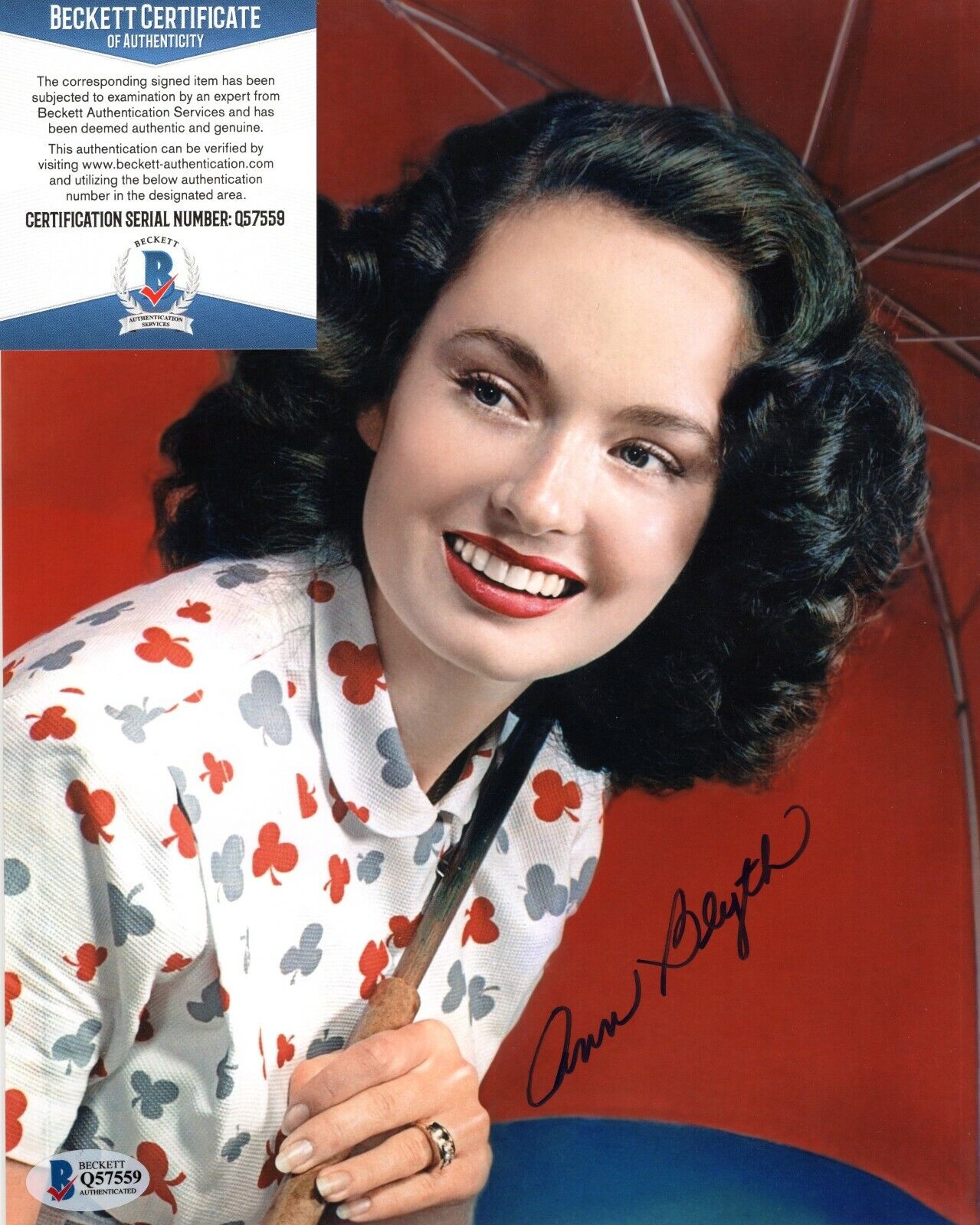 Ann Blyth Actress Singer Hand Signed Autograph 8x10 Photo Poster painting BAS Beckett COA