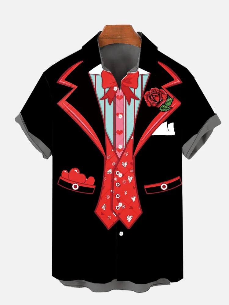 Valentine's Day Tuxedo Short Sleeve Shirt