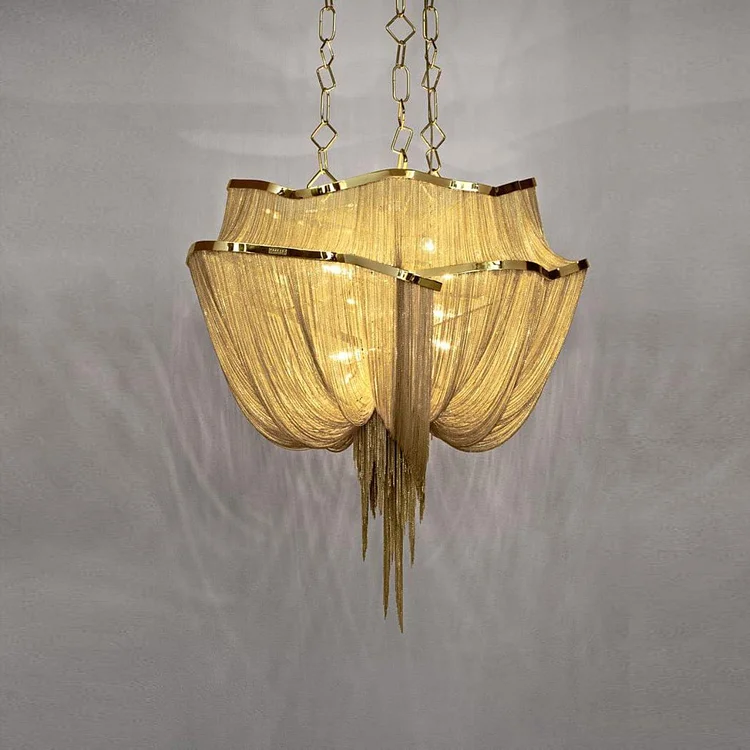 Shimmering Modern Chain Chandelier