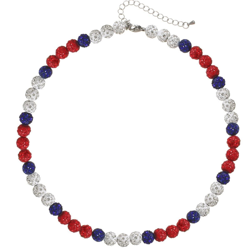 Men's Baseball Necklace Chain Adjustable Blue Pink White Rhinestone Ball Rhinestone Ball Baseball Beaded Necklace