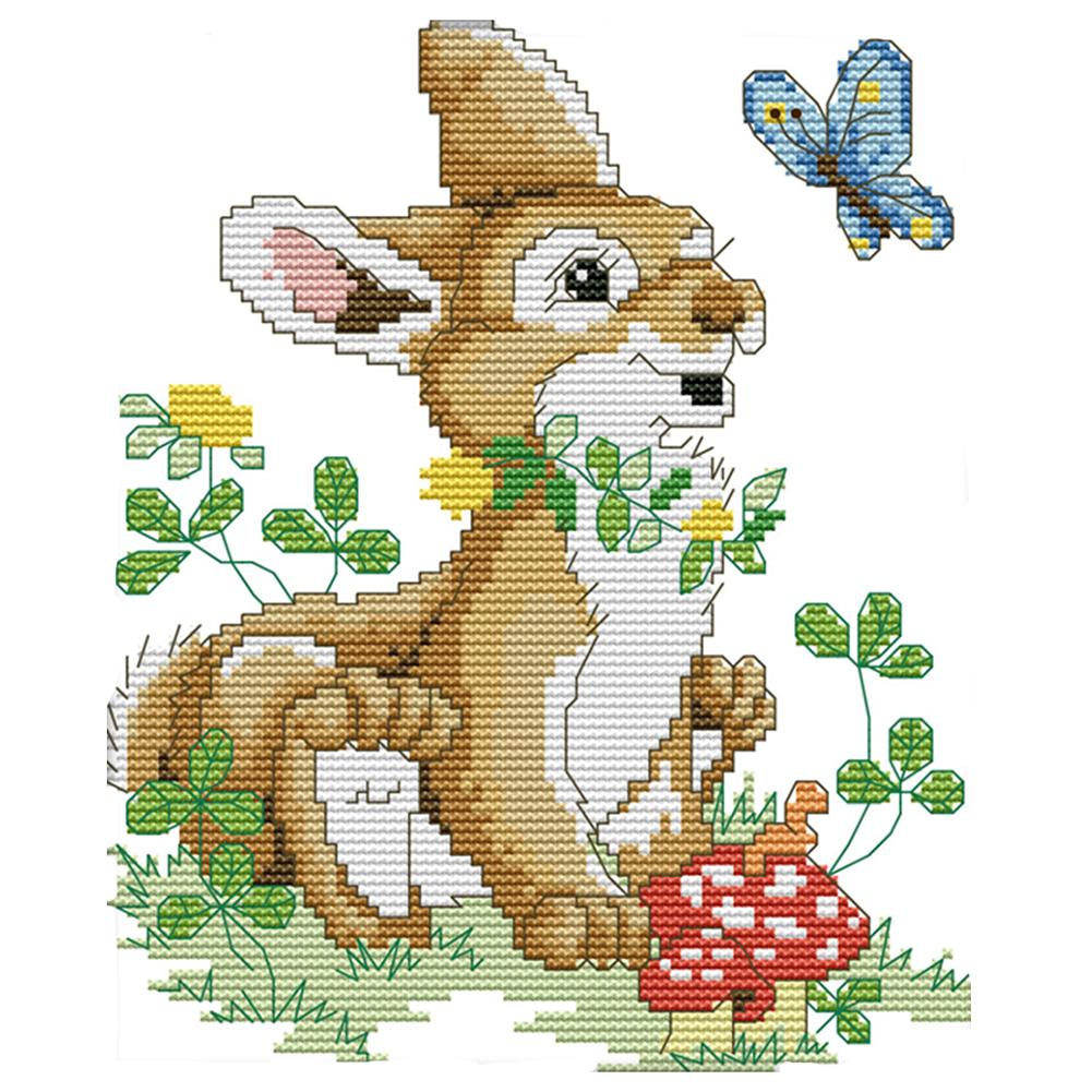 

Bunny And Butterfly - 14CT Stamped Cross Stitch - 20*26cm, 501 Original