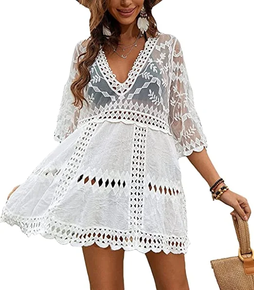 Lace Hollow-Out Bathing Suit Cover Up