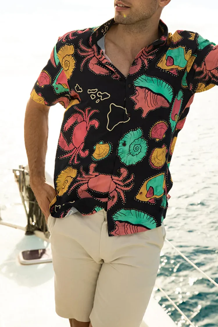 Summer Sea Animal Print Short Sleeve Shirt