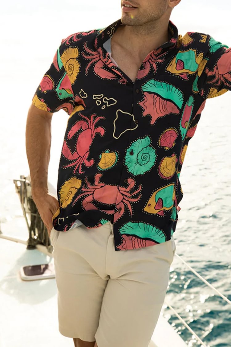 Summer Sea Animal Print Short Sleeve Shirt