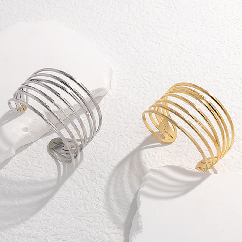 Stripe Stainless Steel Electroplating Bangles