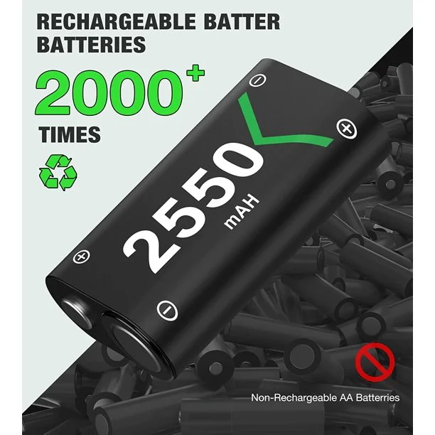 DinoFire Xbox Charger Station for Xbox Rechargeable Battery Pack with 3x2550 mAh Controller Battery Pack