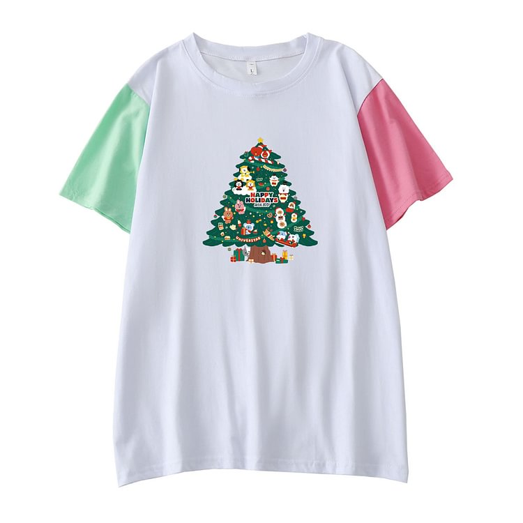 BT21 Christmas Tree Colorblock T-shirt