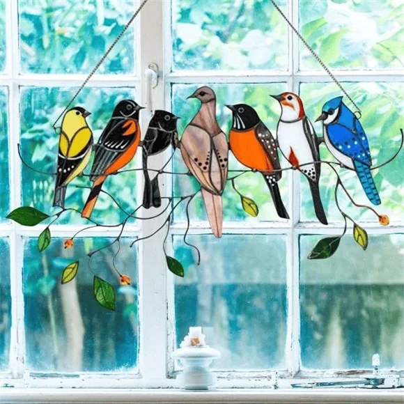 Last Day Sale 🐦 Best Gift - Bird Stain Window Panel Pendant 🎁