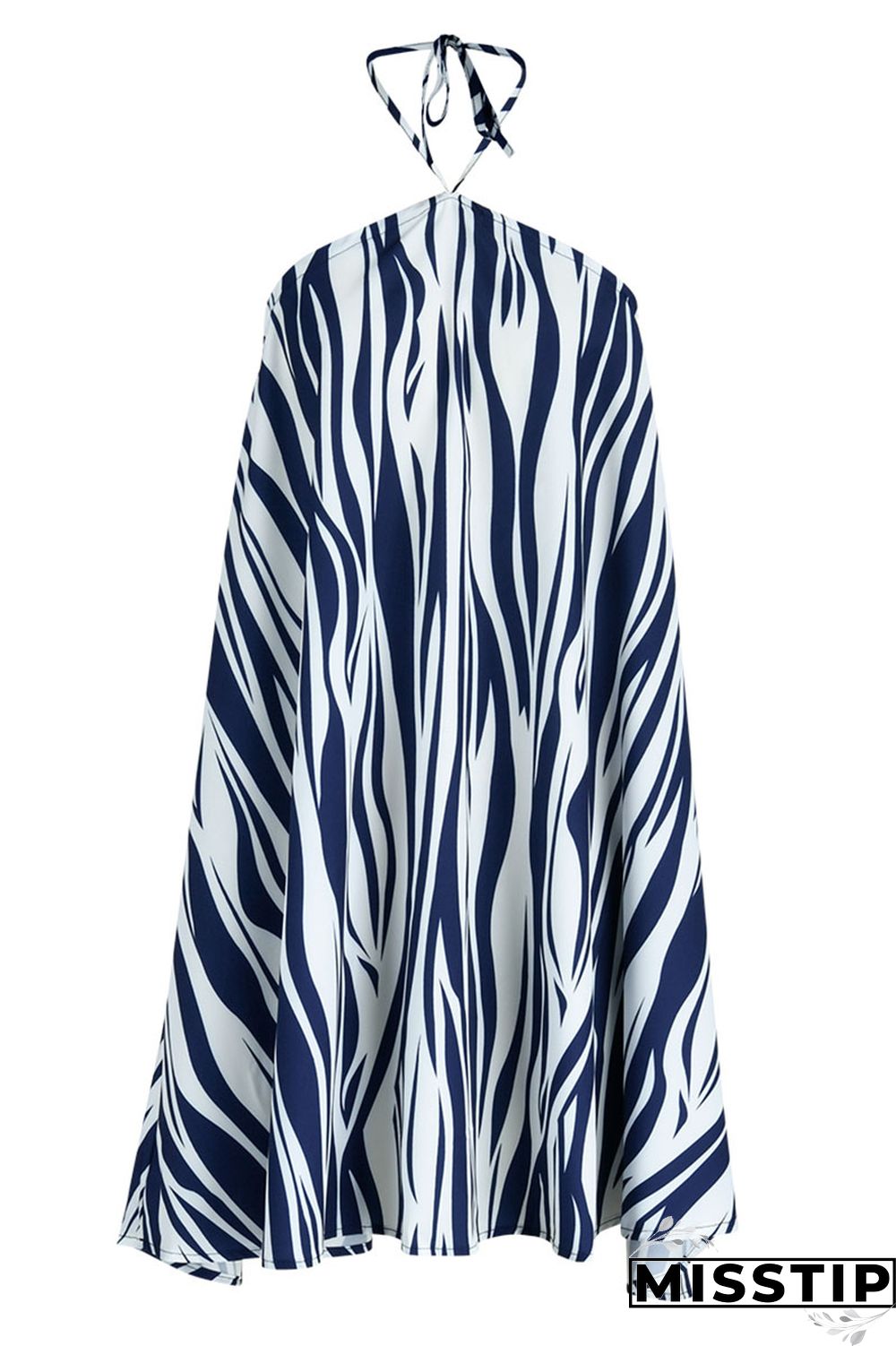 Gradient Color Fashion Casual Print Bandage Backless Halter Sleeveless Dress Dresses