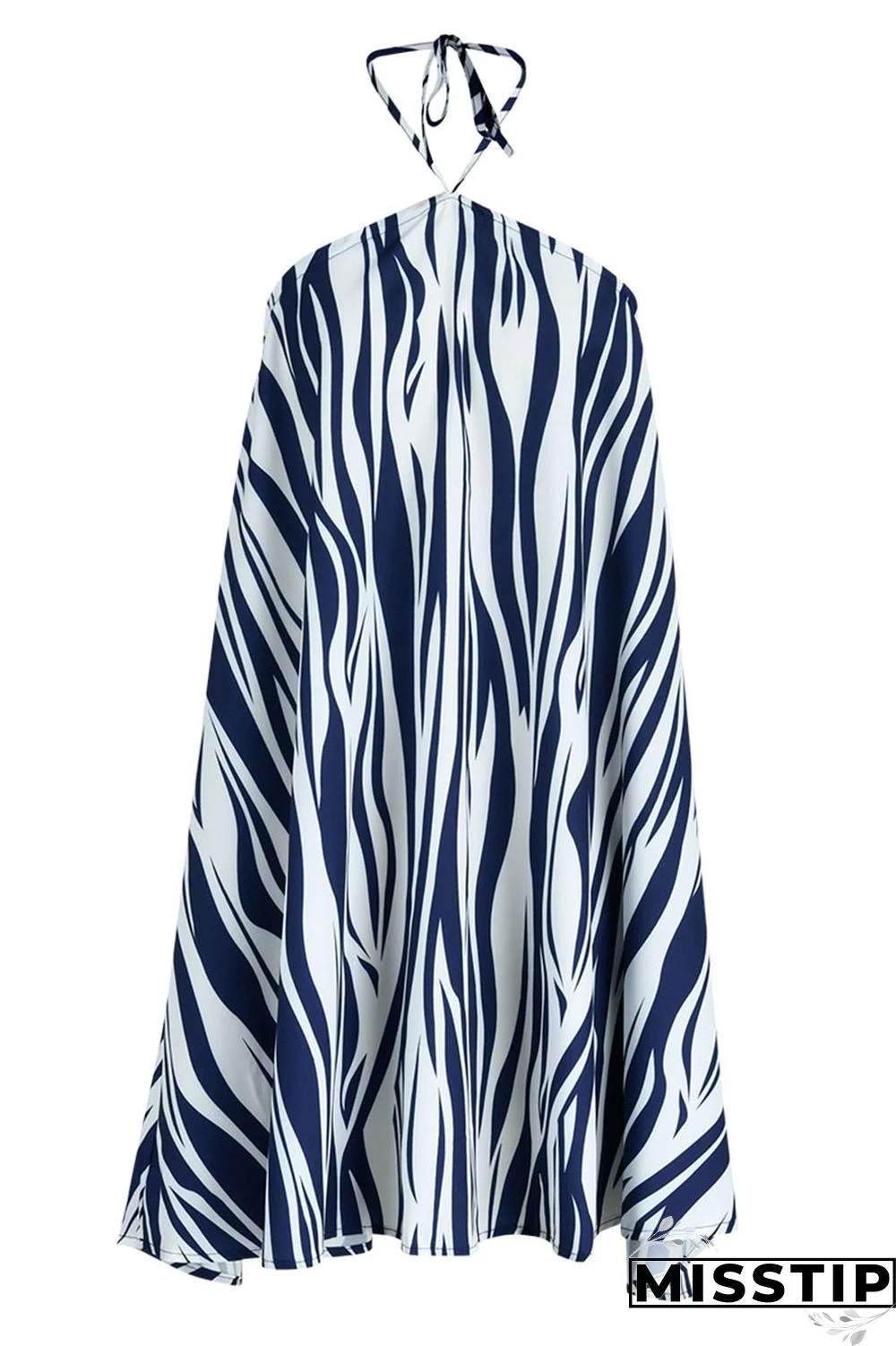 Gradient Color Fashion Casual Print Bandage Backless Halter Sleeveless Dress Dresses